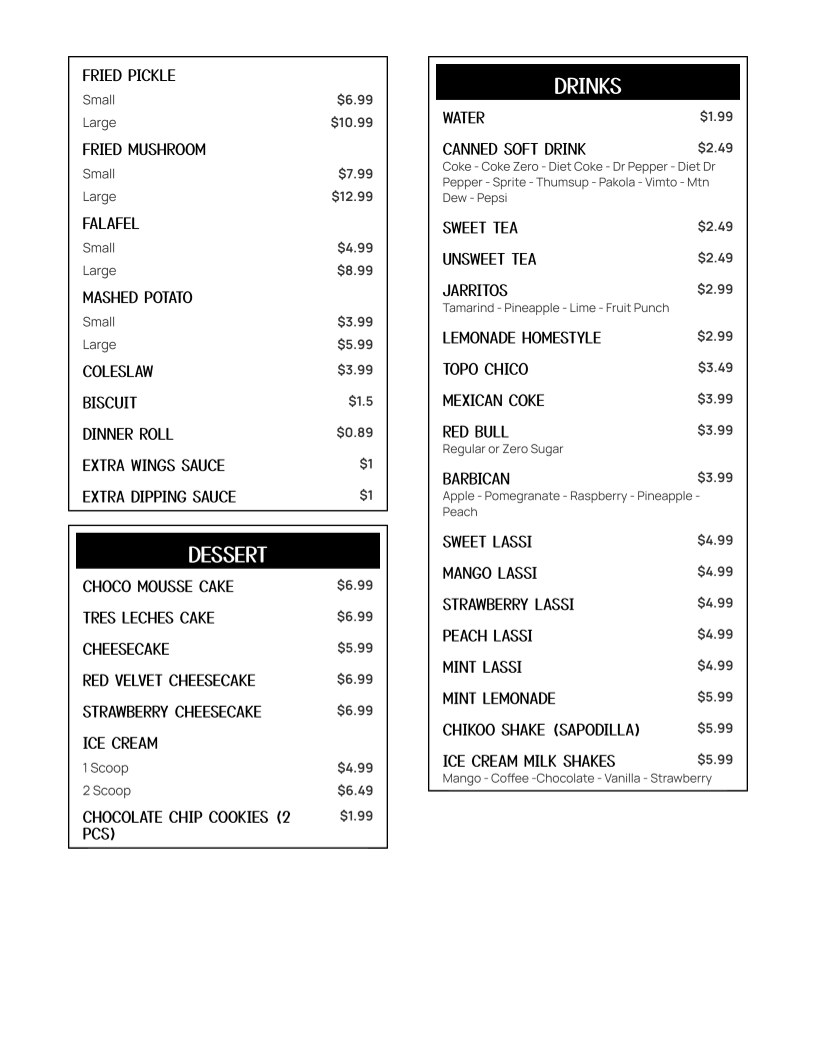 Menu Texas Wings And Grill-2